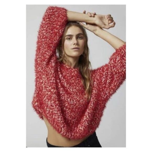 NEW Urban Outfitters Jamie Fuzzy Sweater S Red - Picture 1 of 7